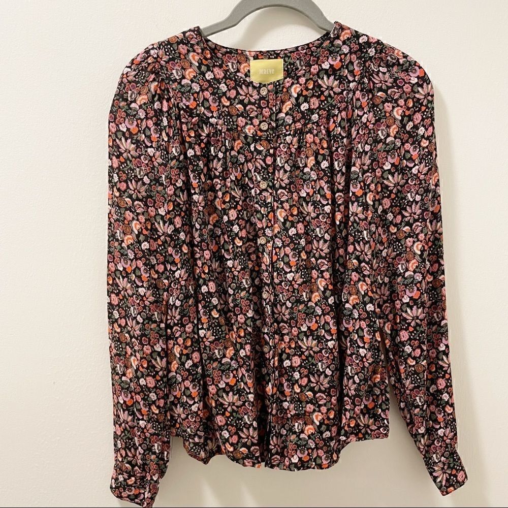 Anthropologie Maeve Floral Long Sleeve Blouse - Size XS